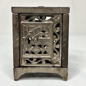 Rare 1890s J E Stevens Cast Iron SAFE Bank Antique Toy Collectible Decor